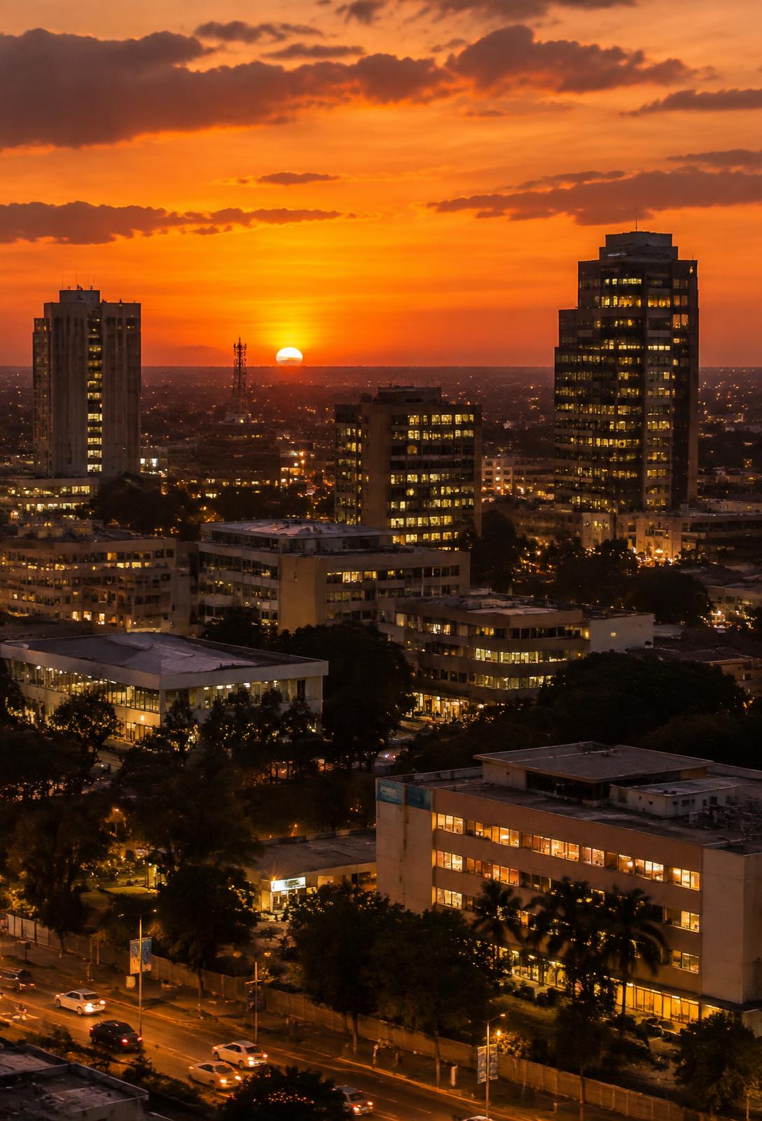 Lusaka skyline at sunset