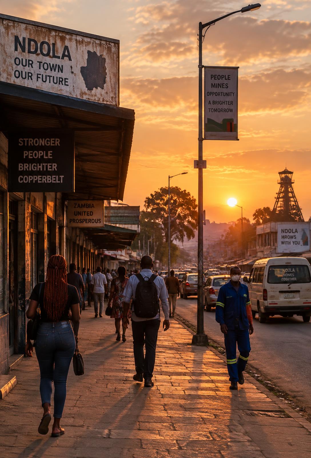 Ndola street at sunset